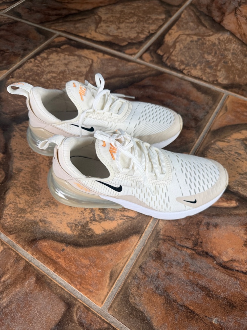 Nike air 270  White Sneakers with Peach and Black Accents